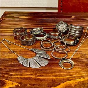 Assorted bracelets and necklaces.